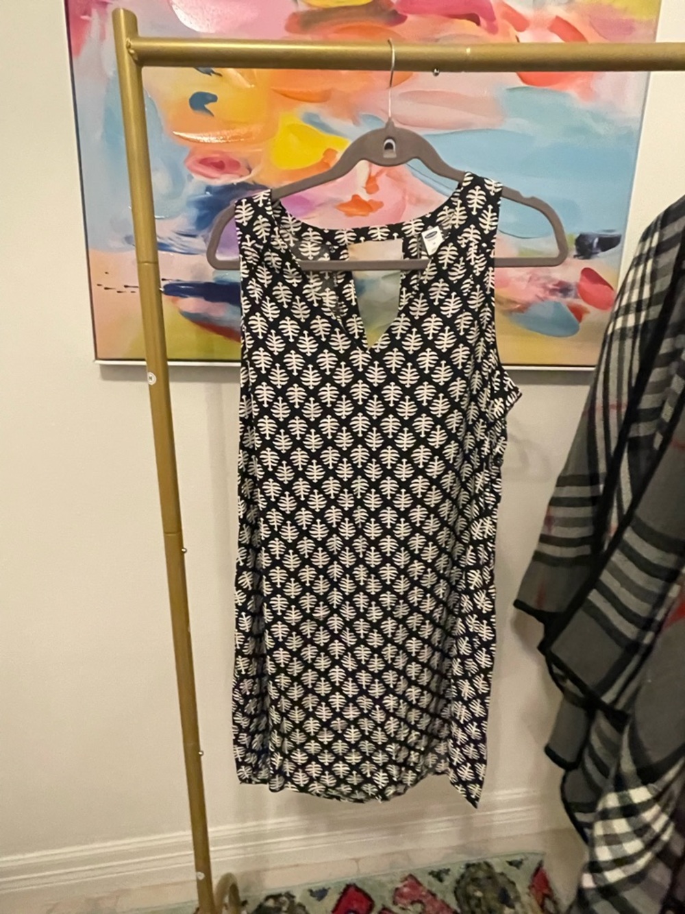 Old Navy Black and White Tropical Print Sleeveless Dress